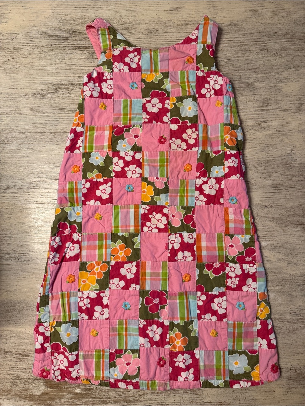 Girls Gymboree Pink Floral Patchwork Sundress Size 12 Years